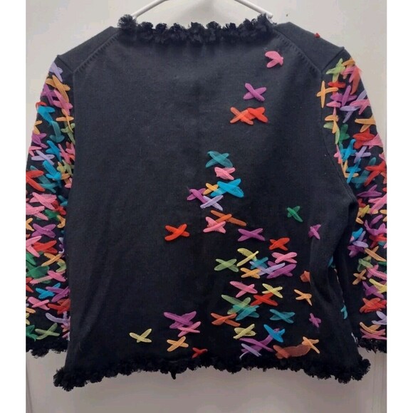 Michael Simon Ribbon Sweater Criss Cross Ribbon Cardigan Art To Wear S - Picture 3 of 12